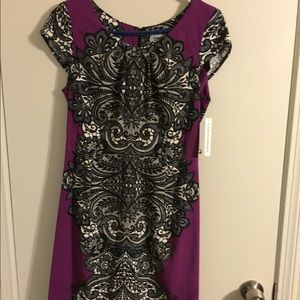NWT. Purple with black design dress. size 8
