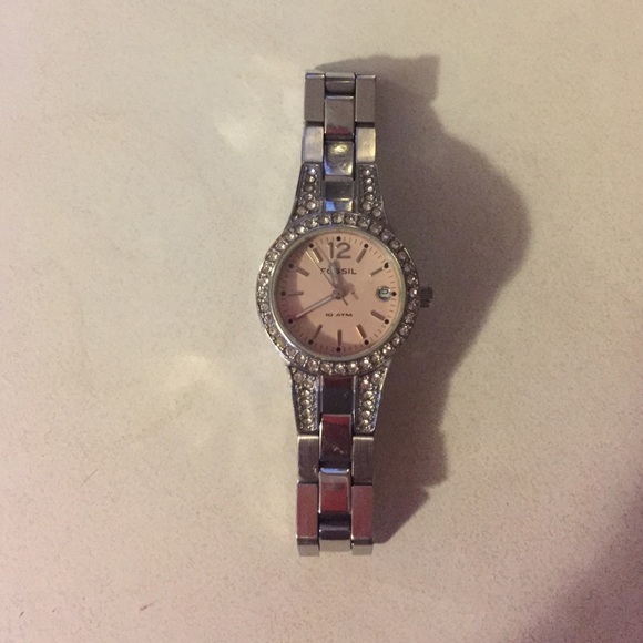 silver fossil watch