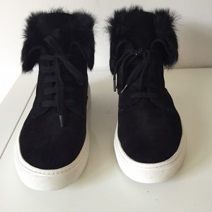 Sold!!!!!!!!Vince Nyack Suede Rabbit Fur High top