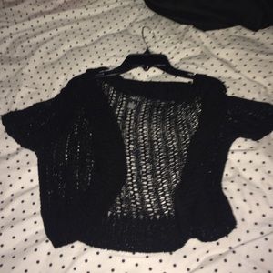 Very nice black sweater to go over a strapless dre