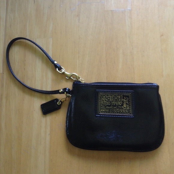 Authentic Coach Black Poppy Wristlet