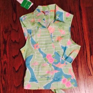 LILLY PULITZER Sleeveless Cotton Wrap Top 14 NWT