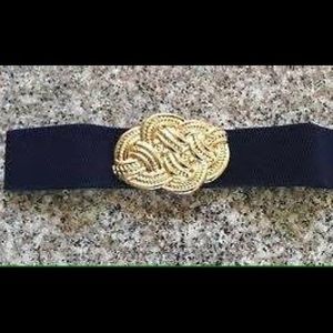 Lilly Pulitzer navy twist gold stretch belt