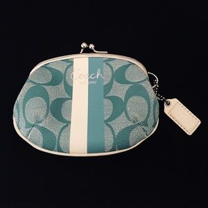 Coach light blue coin purse