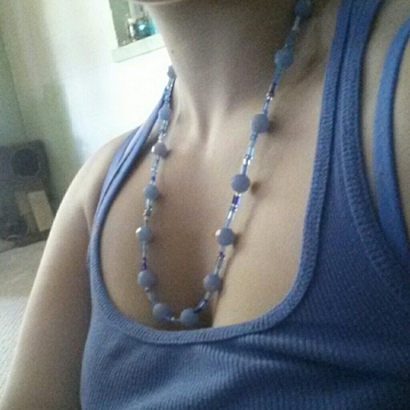 *SOLD* Handcrafted Elsa Blue beaded necklace - Picture 3 of 3