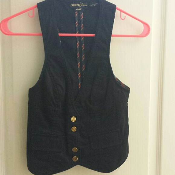 *****SOLD****Guess. Black vest with gold buttons - Picture 2 of 5