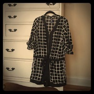 Black and White 1/3 Length Sleeve Romper