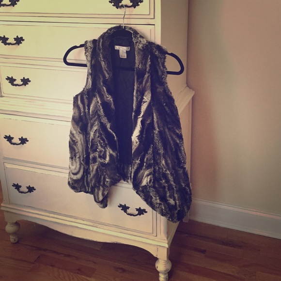 Black and White Faux Fur Vest