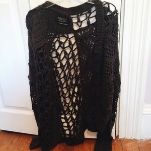 All Saints brown crocheted cardigan