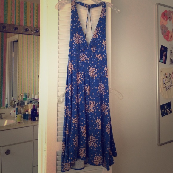 FP super soft blue floral sundress strappy back