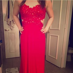 Red lace formal dress