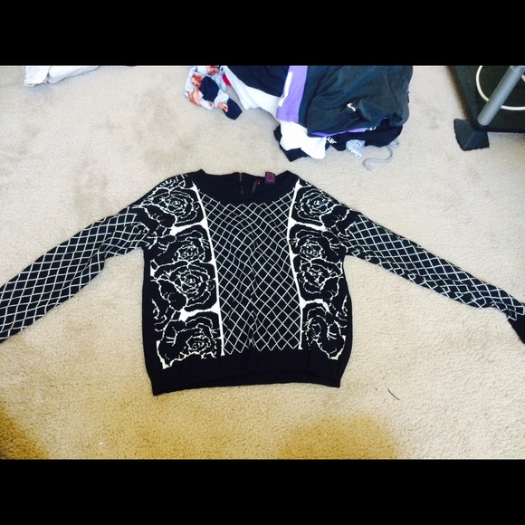 Black and white rose sweater