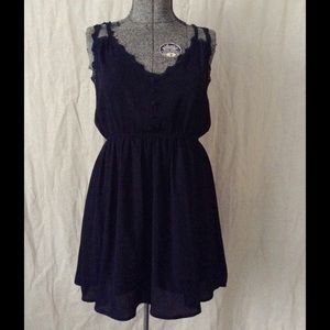 SALE!! Sexy navy chiffon dress w/ lace details