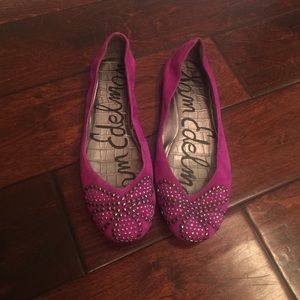 same Edelman purple suede flats