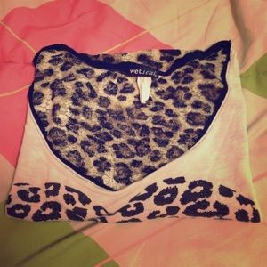 A wet seal cheetah heart print crop top
