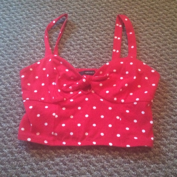 Red polka dot crop top