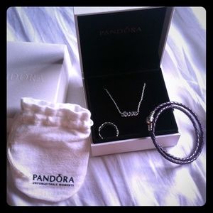 Pandora bracelet necklace & princess ring bundle