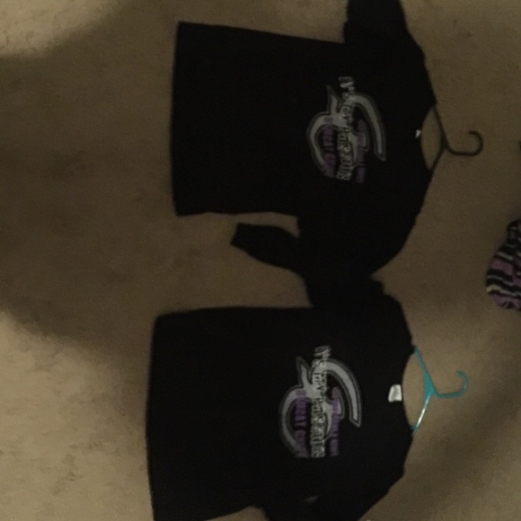 Two youth large long sleeve gym cat cheer shirts