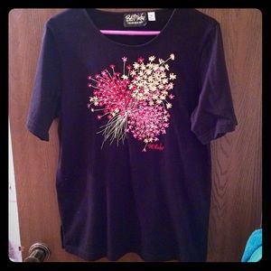 NWOT Bob Mackie Embroidered Floral Shirt