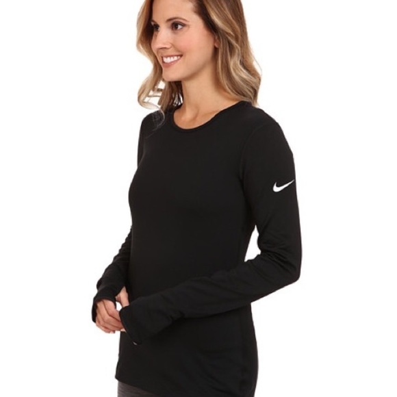 Nike Tops - Nike Pro Hyperwarm black crew longsleeve l/s top!