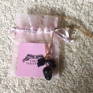 Tarina Tarantino black skull pendant necklace