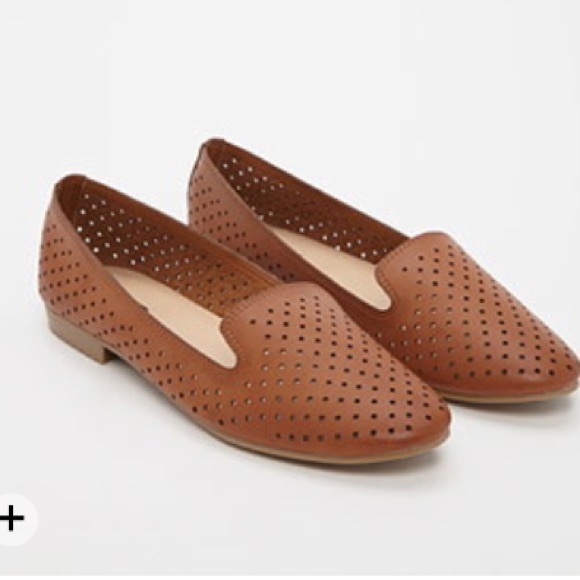 Perforated Faux Leather Loafers