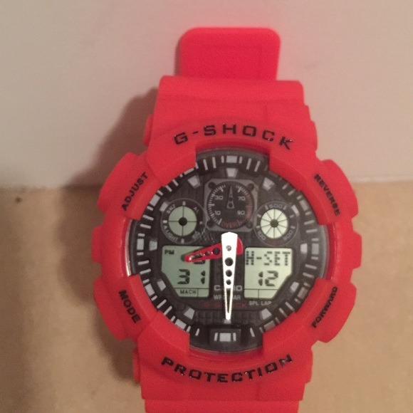 Red casio GShock quartz watch