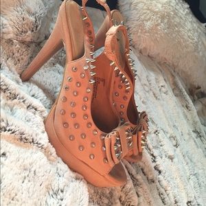 Charlotte Russe Nude Spiked Slingback Heels