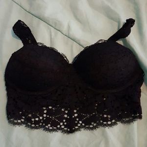 VS Pink black padded lace bralette