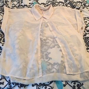 Nude sheer button down top