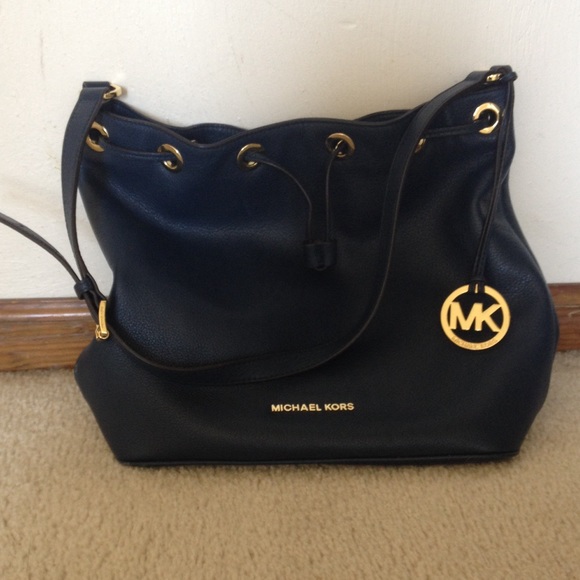 Michael Kors Jules Navy Blue Leather Crossbody