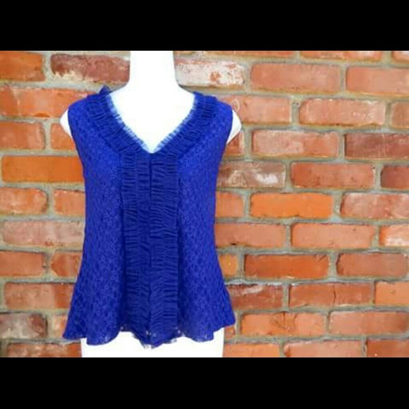 Studio Tops - Lace Royal Blue Tank