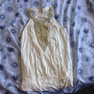 Forever 21 Sequins and Pearls Halter Tank