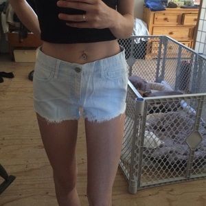 Denim mid rise shorts