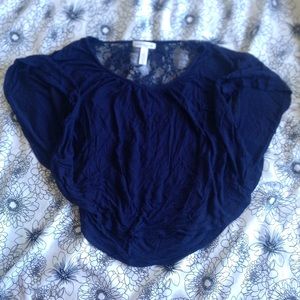 Dark Blue Lace Back Top