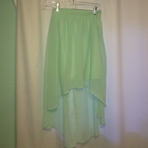 Mint green high low skirt