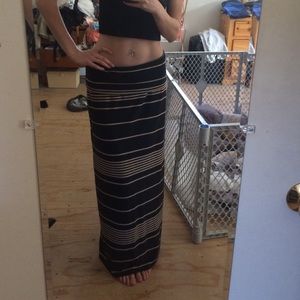 Striped cream and white beach skirt