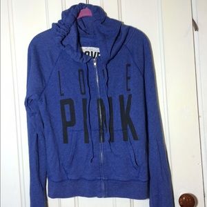 PINK blue zip up sweater