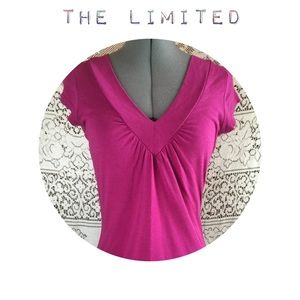 The Limited Pleated V-Neck Cap Sleeves Top Sz S