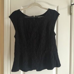 Express lace zip back peplum top