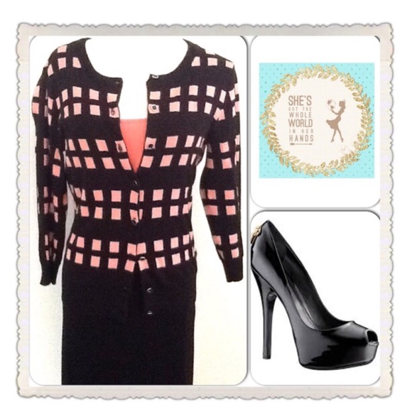 Black with Coral Cardi
