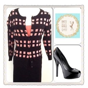 Black with Coral Cardi