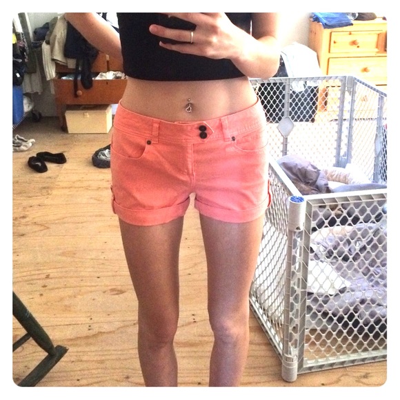 Pink denim shorts