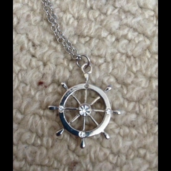 Silver Ship Wheel Necklace