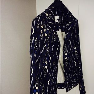 blue and white printed vintage jacket