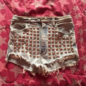 High waisted studded shorts