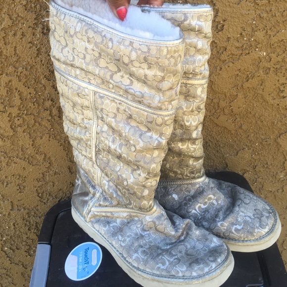 💋Silver used coach boots💋