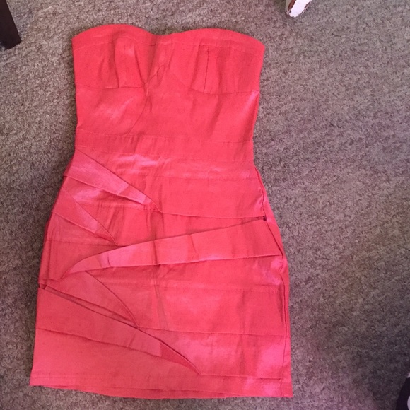 Strapless coral dress