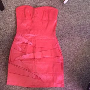 Strapless coral dress