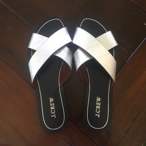 J CREW silver sandals